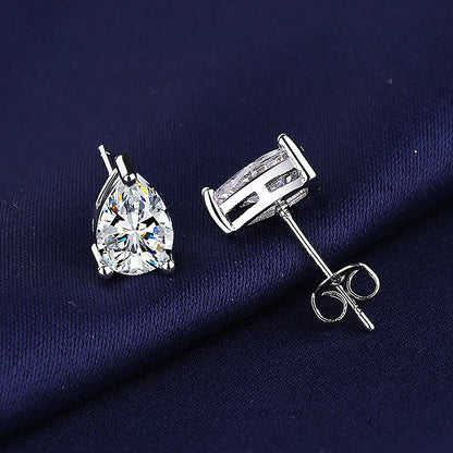 Women's S925 Moissanite Pear Diamond Stud Earrings