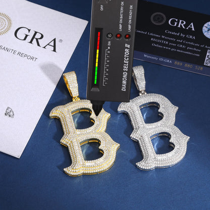 Moissanite Bosox A-Z Letter Pendant