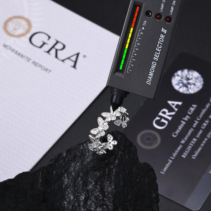 S925 Moissanite Open Cuff Butterfly Diamond Ring