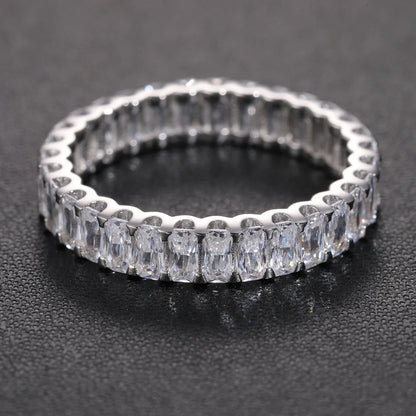 S925 Moissanite Emerald Cut Eternity Band Ring