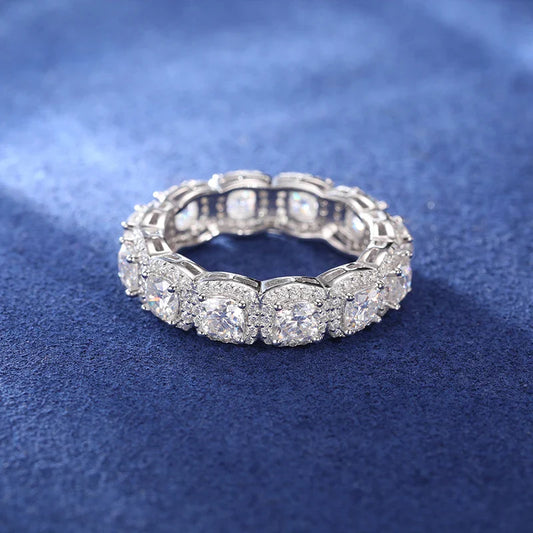 S925 Moissanite Clustered Tennis Diamond Ring