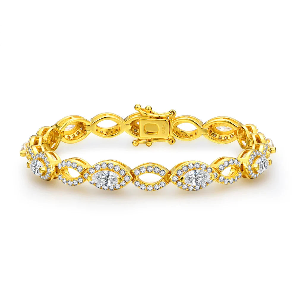 S925 Pear Cut 6.2 Carat Moissanite Link Bracelet
