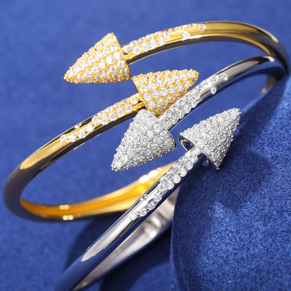 New S925 Moissanite Arrow Men Cuff Bracelet