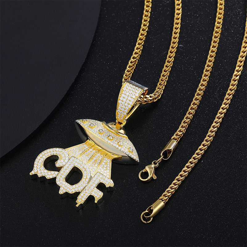 S925 Moissanite UFO CDF Spaceship Pendant