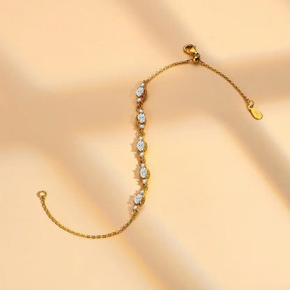 Women's S925 Charming Oval Cut Moissanite Diamond Yellow Gold Bracelet
