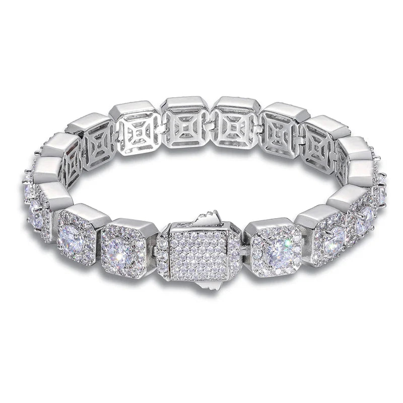 S925 Moissanite Clustered Tennis Bracelet - 5/6.5/8mm