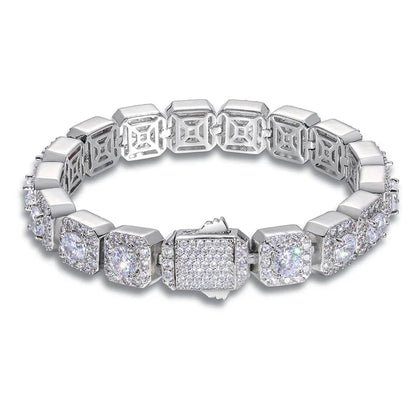 S925 Moissanite Clustered Tennis Bracelet - 5/6.5/8mm
