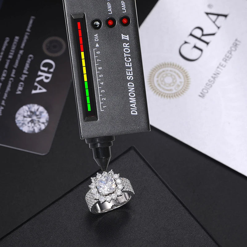 S925 Moissanite Square Cut Halo Diamond Ring
