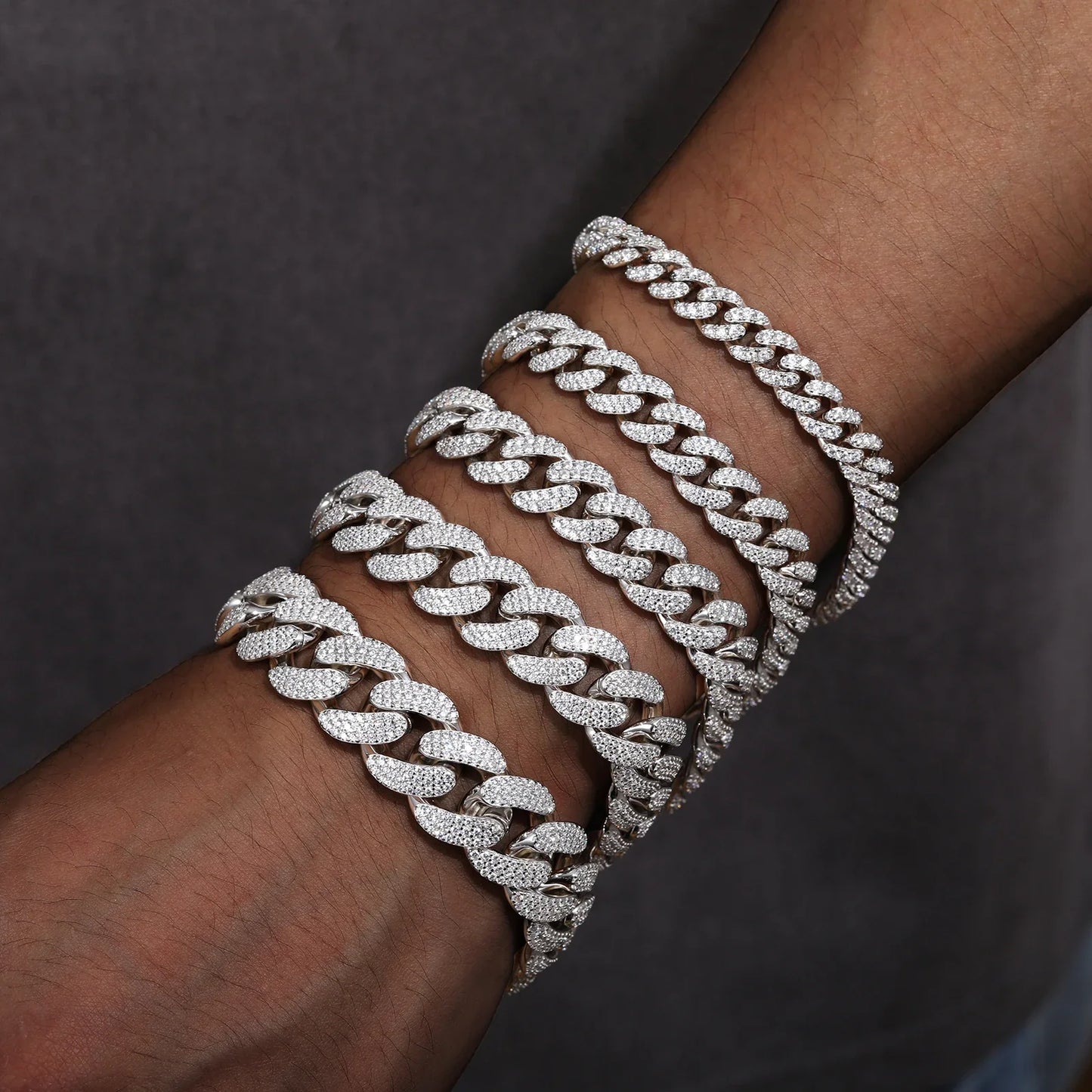 8-20mm S925 Moissanite Cuban Bracelet