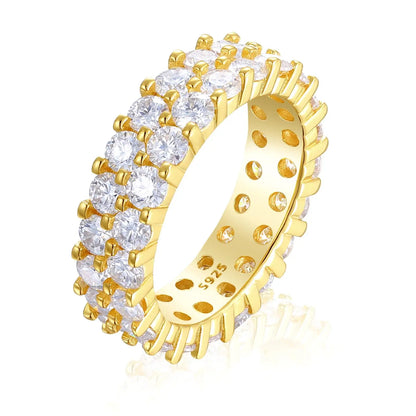 S925 2 Rows Moissanite Eternity Band Ring