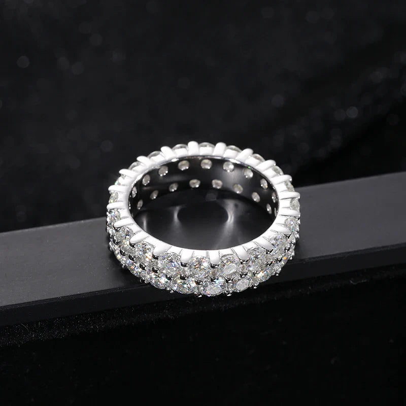 S925 2 Rows Moissanite Eternity Band Ring