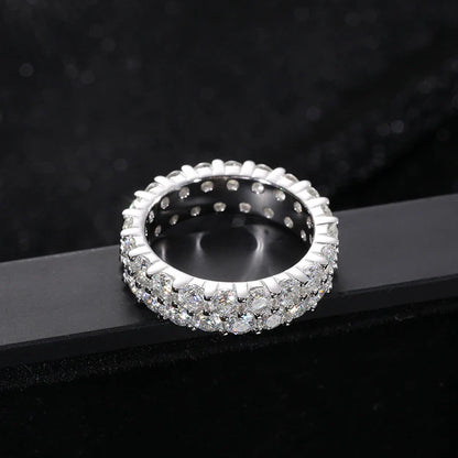 S925 2 Rows Moissanite Eternity Band Ring
