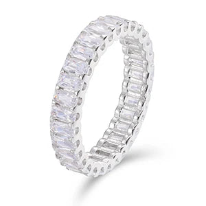 S925 Moissanite Emerald Cut Eternity Band Ring
