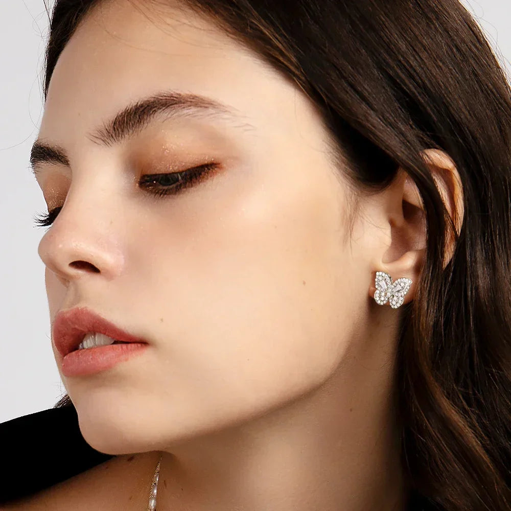 Butterfly Diamond Stud Earrings