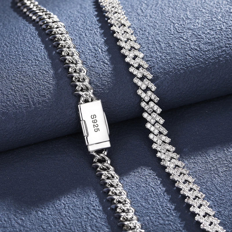 8MM MOISSANITE DIAMOND PRONG LINK CUBAN BRACELET
