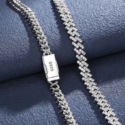 8MM MOISSANITE DIAMOND PRONG LINK CUBAN BRACELET