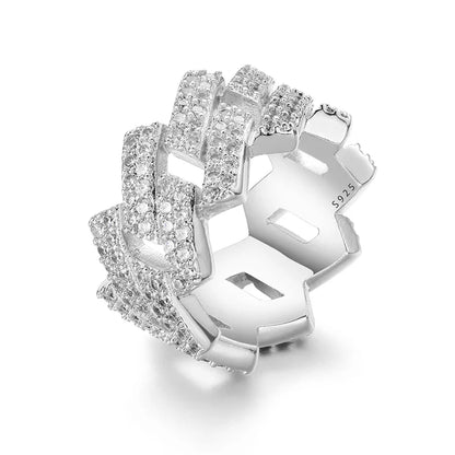 S925 Moissanite Diamond Prong Cuban Ring