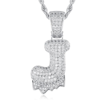 925 Sterling Silver Moissanite Bubbler Micro Paved A-Z Letter Pendant