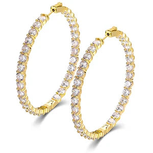 S925 Regal Radiance 15.5CTW Moissanite Round Hoop Earrings