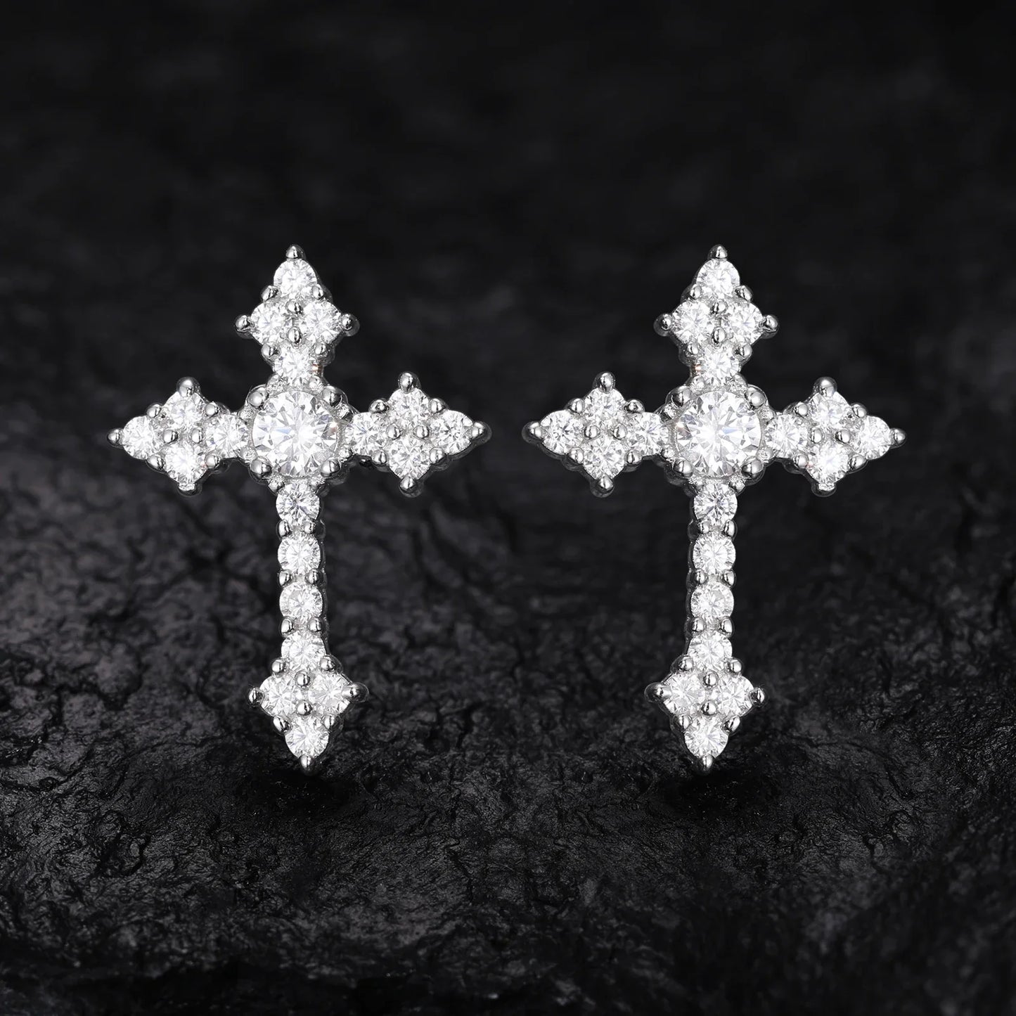 S925 Moissanite Dripping Cross Stud Earrings
