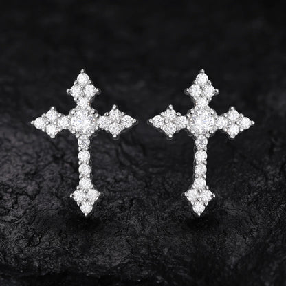S925 Moissanite Dripping Cross Stud Earrings