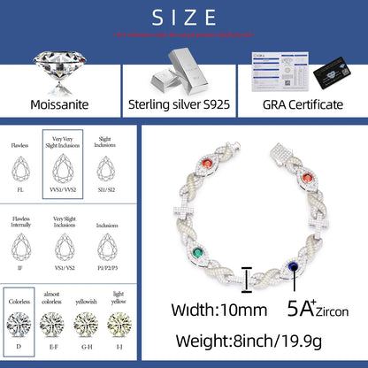 S925 Moissanite Infinity Cross Eye Link Bracelet