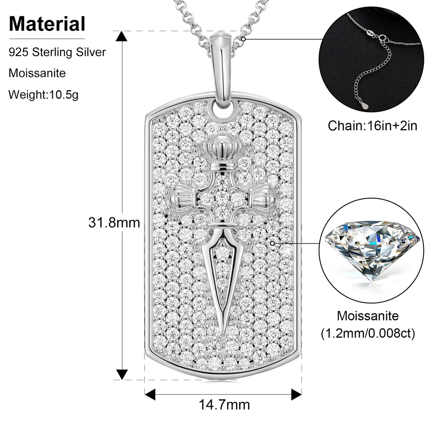 S925 Sword Tag Pendant