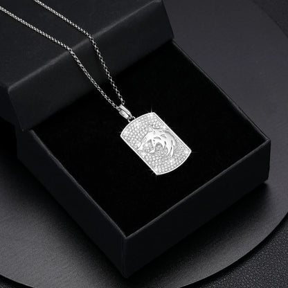 Wolf Head Moissanite Tag Pendant