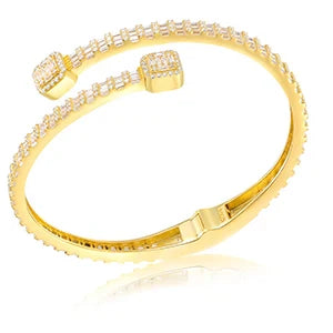 S925 MOISSANITE BAGUETTE DIAMOND BANGLE - 3.8MM