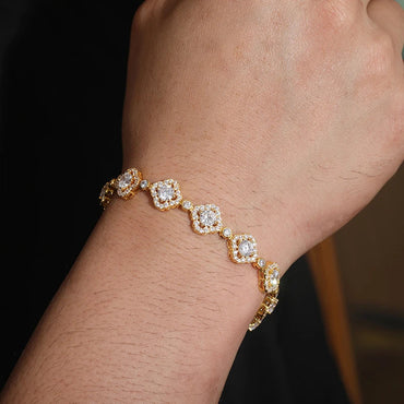 Moissanite Clover Halo Diamond Bracelet