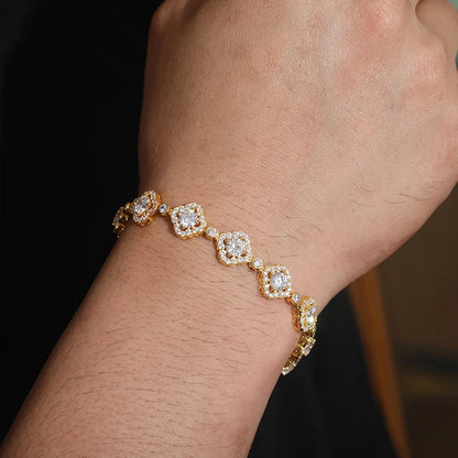 Moissanite Clover Halo Diamond Bracelet
