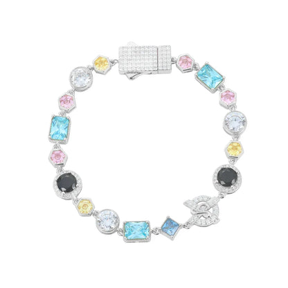 S925 Moissanite Colored Gemstone Tennis Bracelet - 12mm