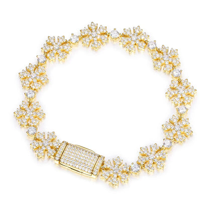 S925 Moissanite Snowflake Link Bracelet - 13mm