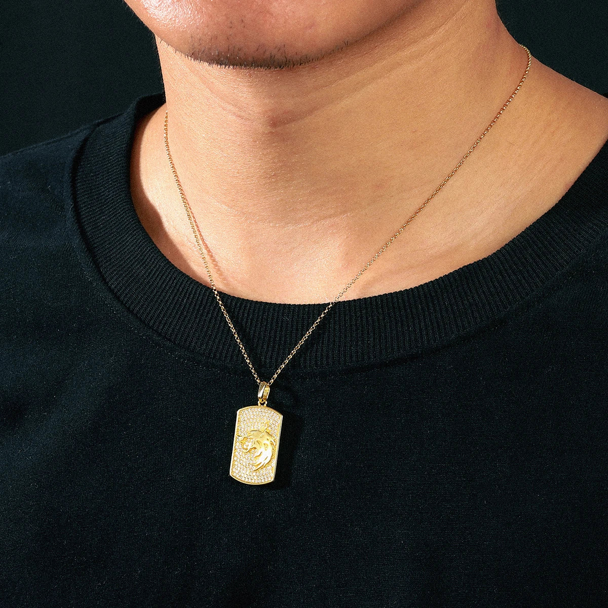 Wolf Head Moissanite Tag Pendant