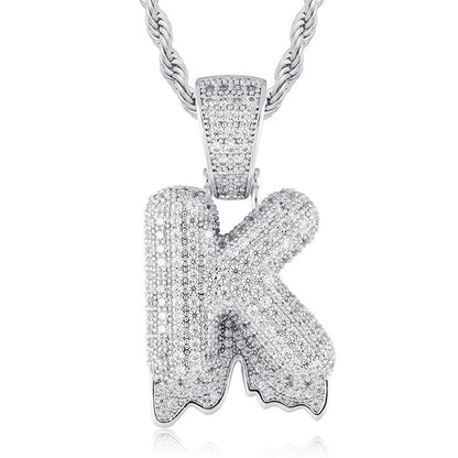 925 Sterling Silver Moissanite Bubbler Micro Paved A-Z Letter Pendant