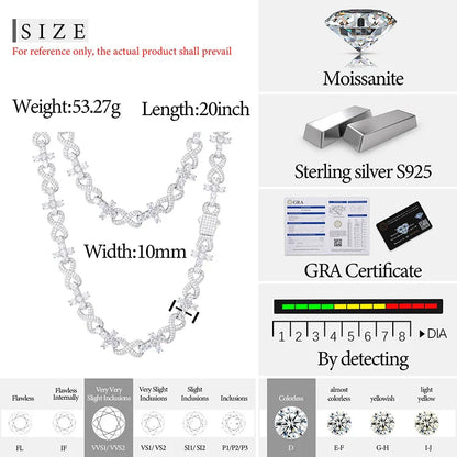 S925 Moissanite Infinity Tennis Cross Link Bracelet - 10mm