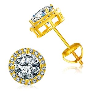 925 Sterling Silver Real 0.5-2CT Moissanite Round Diamond Stud Earrings