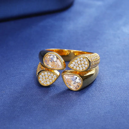 S925 Moissanite Tear Drop Ring