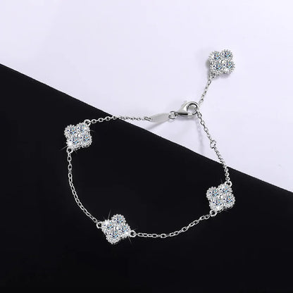 S925 Moissanite Clover Diamond Bracelet - Gold/White Gold