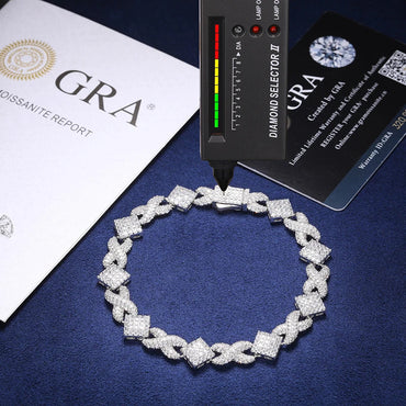 S925 MOISSANITE INFINITY RHOMBUS BRACELET - WHITE GOLD