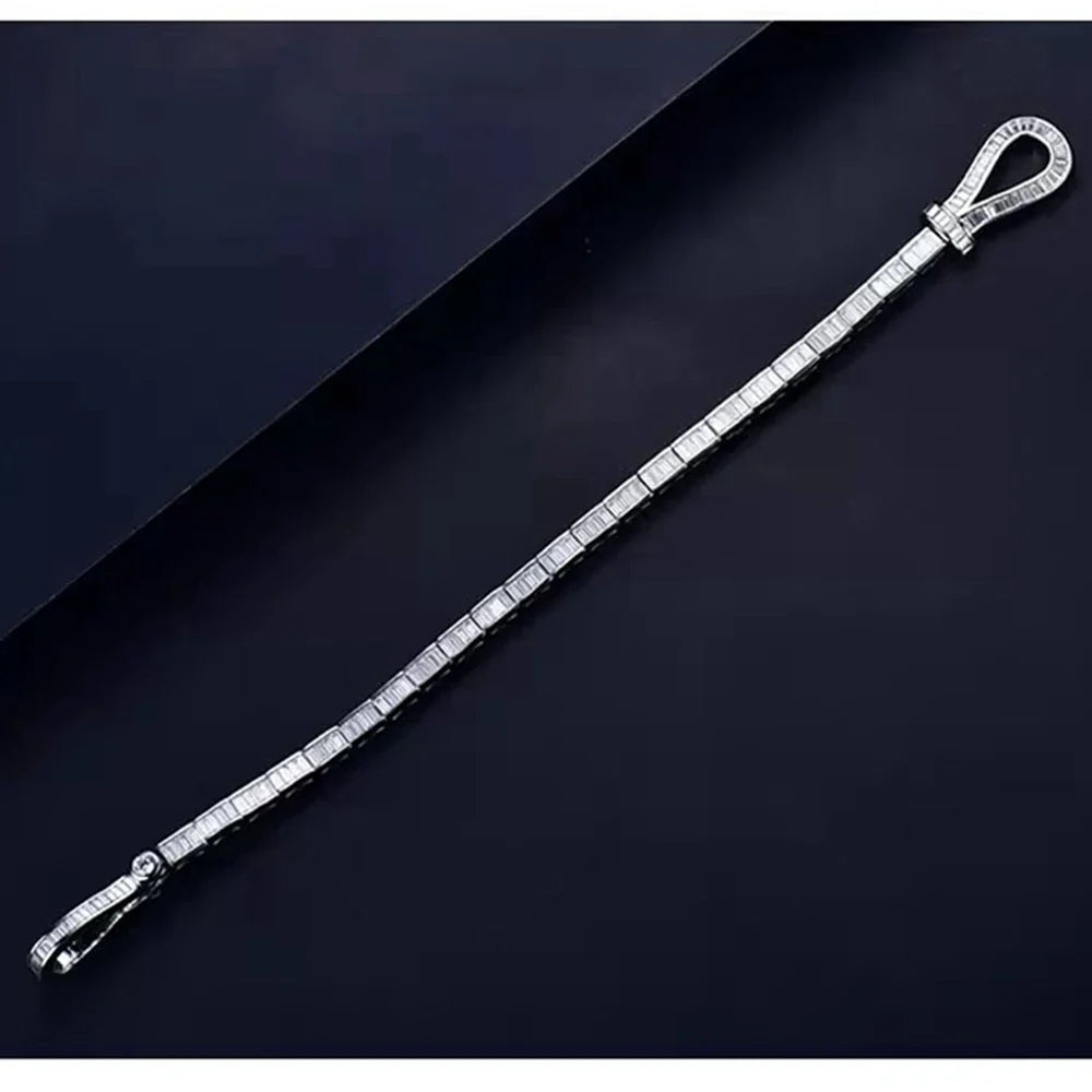 S925 Moissanite Baguette Noose Tennis Bracelet