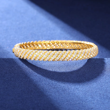 S925 MOISSANITE TWISTED BANGLE BRACELET - 8MM