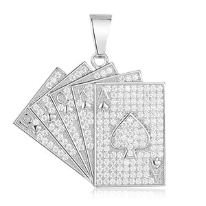 Silver 925 Moissanite Poker Lucky Ace Of Spades Pendant Necklace