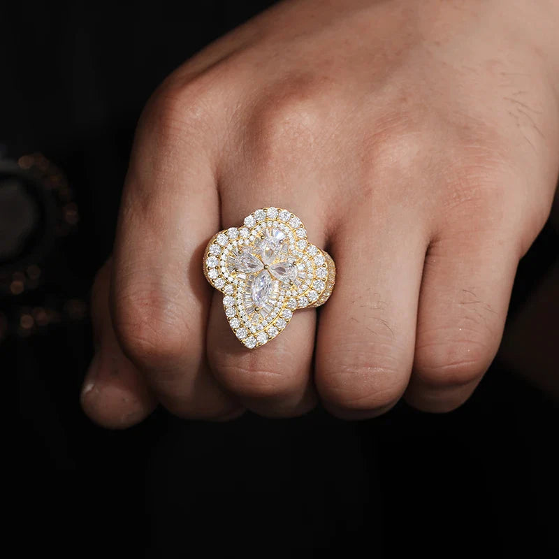 S925 Gemstone Cross Moissanite Diamond Ring