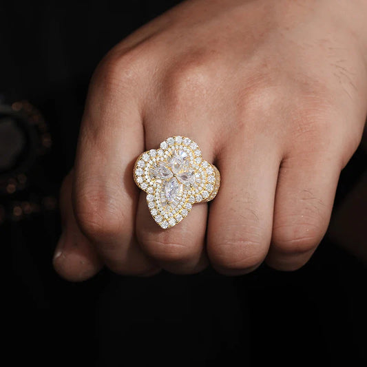 S925 Gemstone Cross Moissanite Diamond Ring