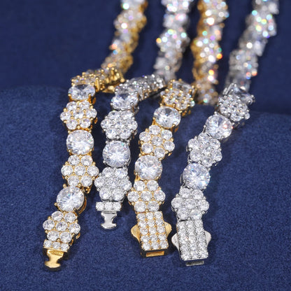 S925 Moissanite Flower Round Cut Diamond Bracelet
