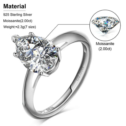 S925 Moissanite Pear Cut Diamond Ring