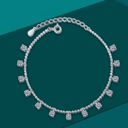Women's S925 Moissanite Diamond Dangle Princess Bracelet - 4mm