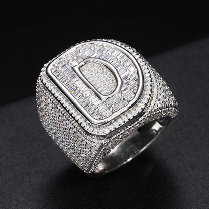 S925 Moissanite Single Letter Championship Ring