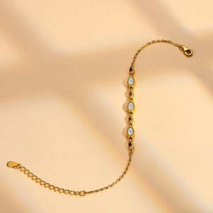 Women's S925 Moissanite Charming Marquise Cut Diamond Link Bracelet